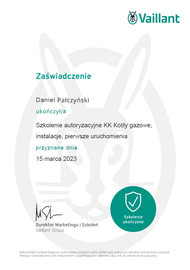 Certyfikat Vaillant