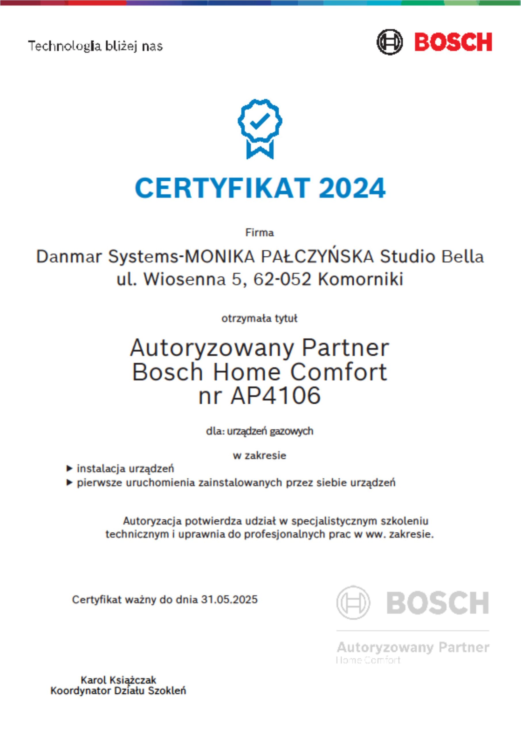 Certyfikat Bosch